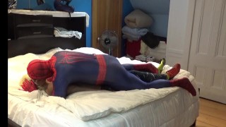 Spiderman humps and then fucks sex doll