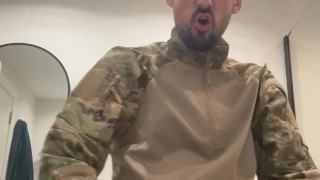 Horny military jerking off