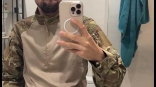 Horny military jerking off