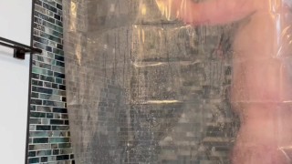 HAIRY UNCUT OTTER GETS SOAPY IN THE SHOWER