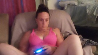 Caught filming up friends mini dress to see her black panties while she playing video games (part 1)