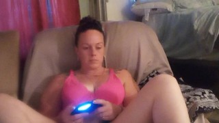 Caught filming up friends mini dress to see her black panties while she playing video games (part 1)