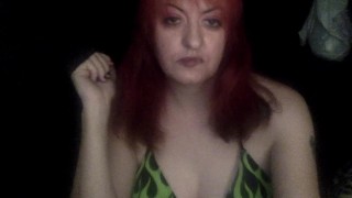 Horny e-girl shows hairy wet pussy on webcam