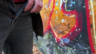 🔴🔴🔴 Redneck with hairy uncut dick and long foreskin pisses outside in the forest