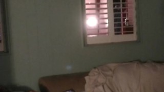 Hot guy masturbating explodes on roommates body thick thighs while she plays games in her panties