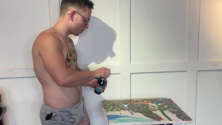 Muscle Twink Uses His Body to Create Fauvist Painting then Cums on It