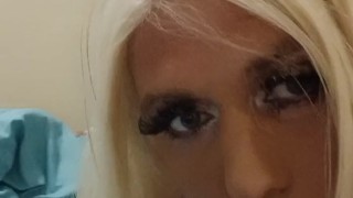 Trans babe jerking big cock for you