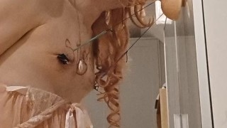 Sissy Alicia in nipple predicament