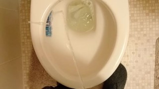 Super long piss with big cut dick 2 streams and my balls hanging out