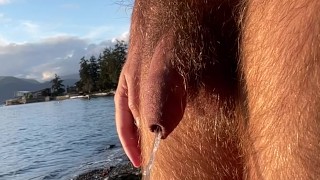 Hairy bro peeing in nature