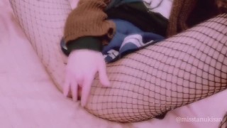 Long video touching myself in sexy fishnets and school uniform in my parents house
