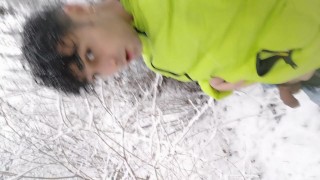 Peeing in snow land- snow everywhere