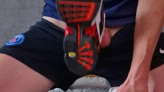 Squeezed my dick between nike tn's and cum on them