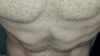 six pack, big veiny penis, closeup