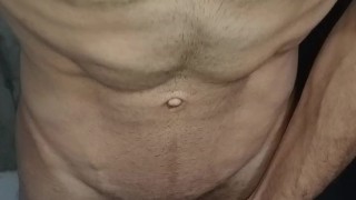 six pack, big veiny penis, closeup