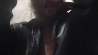 Ski Mask Smoke Wearing Black Leather Coat