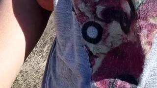 Big boob milf flashing on public trail