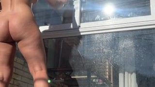 Caught Naked Cleaning —Natural and Effortlessly Sexy. Naked Housework. Naked jumping rope