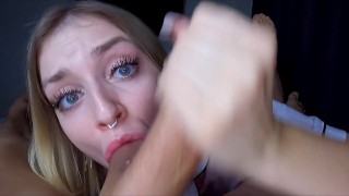 POV. Blowjob with Cum Play and Footjob