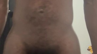Massaging my fat cock