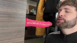 SavagePapillon Blue Eyed Stud Sucking Pink Dildo - Simulated Blowjob