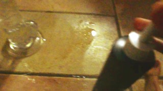 Ariel Ortiz gives a good footjob to her largest transparent dildo