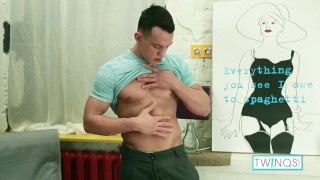 Fit Brunette Luke A Masturbates His Throbbing Cock And Cums!