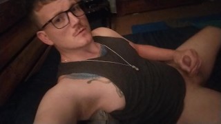 Tattoo Ginger cut guy sharing his load with you