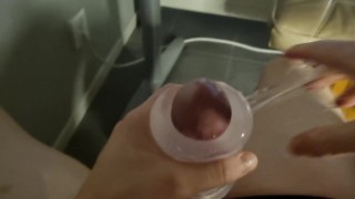 Cuming sex toy sitting down