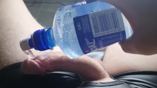 Cuming sex toy sitting down