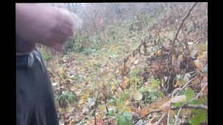 Jerk off in used condoms with strange sperm in forest 4