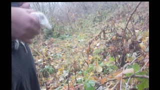 Jerk off in used condoms with strange sperm in forest 4