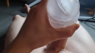 Horny gay boy cuming inside pussy