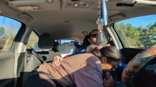 trying to keep it on the road while my hot wife blows me