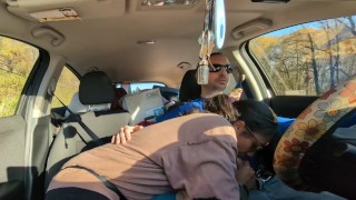 trying to keep it on the road while my hot wife blows me
