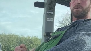 Horny farmer wanking on his tractor