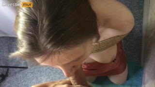 Sweet Russian Bound Girl - POV Slobbery blowjob & Rough Doggy Style - Lovessie