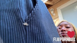 My roommate pick me up from my stapdad and I suck his dick