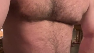 Daddy Bear, Maxwell Cox, strokes his thick cock to get ready for you