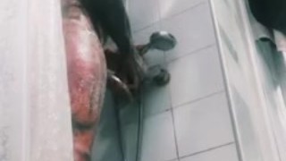 In the shower with a huge, tattooed bodybuilder. porn star Rob Diesel