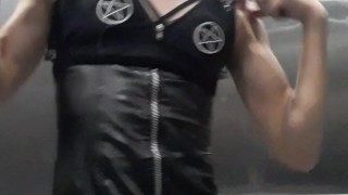 Goth Femboy Undress in Elevator Public Exhibition Walking Downtown