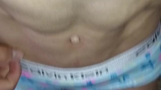 masturbacion intensa, six pack, pene grande y venozo, primer plano
