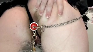 FTM cat boy with cute tail plug and leash