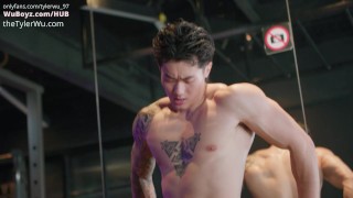 Straight trainer Vincent fucks Tyler Wu in the gym