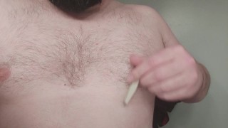 Chubby Step-dad Solo Manly Nipple Tease