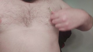 Chubby Step-dad Solo Manly Nipple Tease