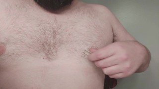 Chubby Step-dad Solo Manly Nipple Tease