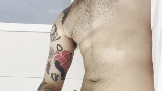Chilling Horny After Training: Sweaty Jerk-Off, Socks On, Steamy Release