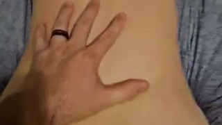 Beautiful MILF bounces big ass off cock in POV Doggystyle video with big cumshot on tits