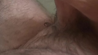 Daddy plays with semi hard cock..shoots load in bath